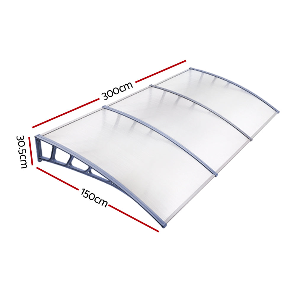 Instahut Window Door Awning Door Canopy Outdoor Patio Sun Shield 1.5mx3m DIY Instahut