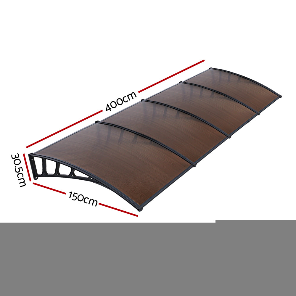 Instahut Window Door Awning Door Canopy Outdoor Patio Cover Shade 1.5mx4m DIY BR Instahut