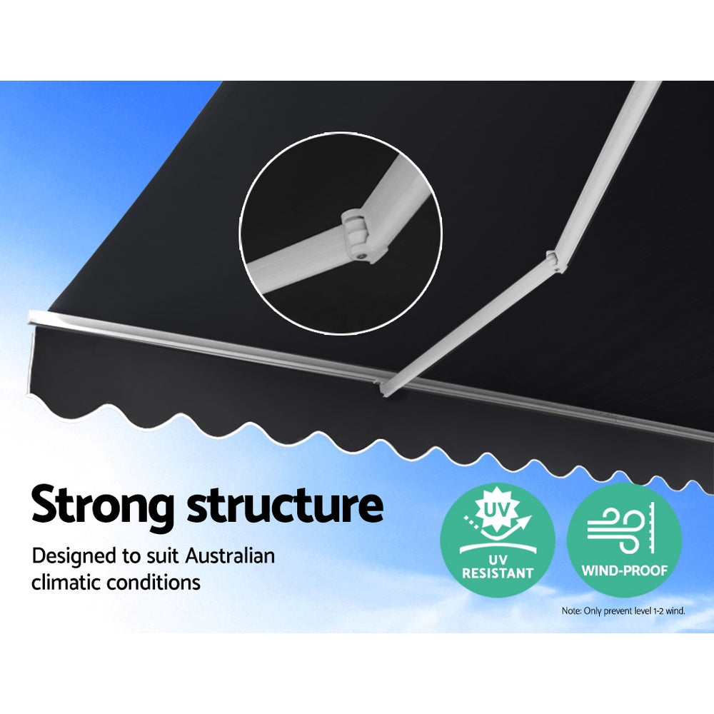 Instahut Folding Arm Awning Outdoor Awning Canopy Retractable 5Mx3M Grey Instahut