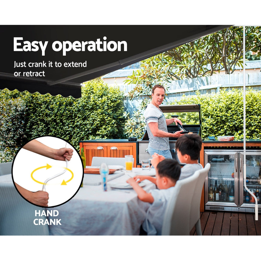 Instahut Folding Arm Awning Outdoor Awning Canopy Retractable 5Mx3M Grey Instahut