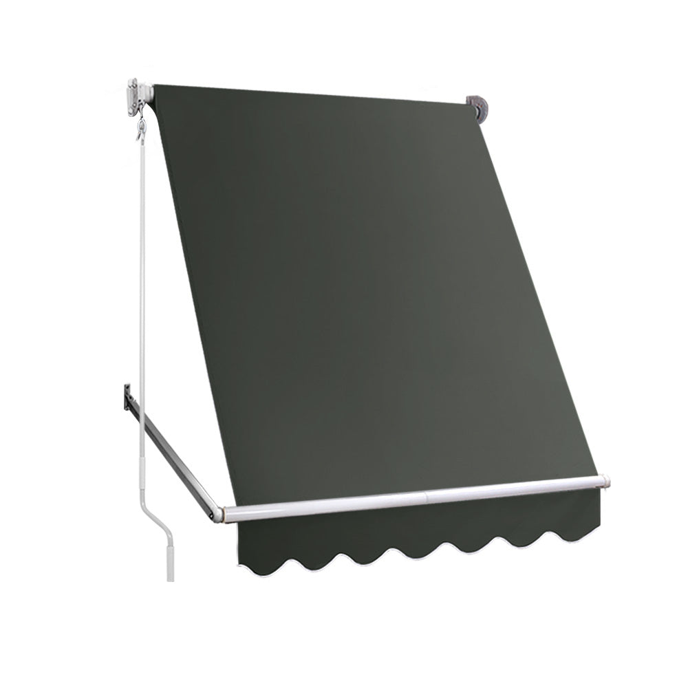 Instahut Window Fixed Pivot Arm Awning Outdoor Blinds Retractable Canopy1.5X2.1M Instahut