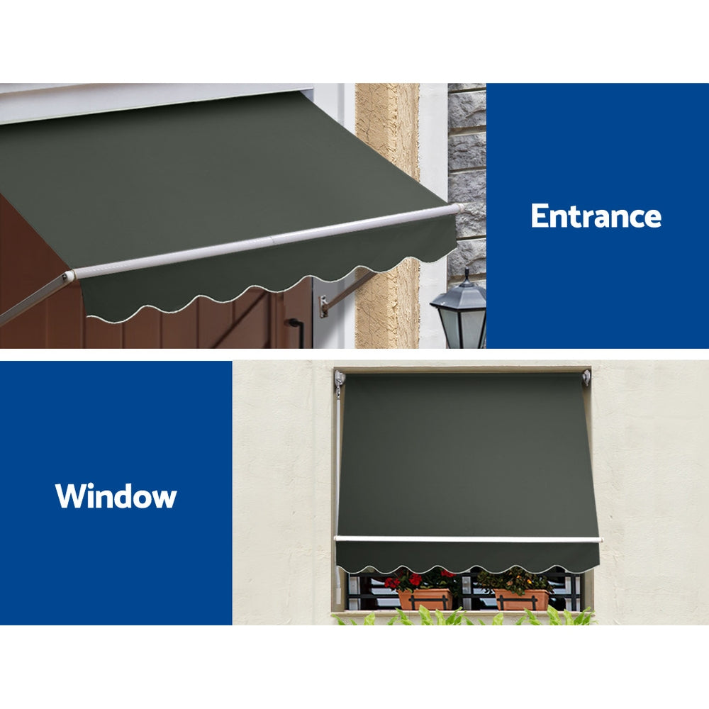 Instahut Window Fixed Pivot Arm Awning Outdoor Blinds Retractable Canopy1.5X2.1M Instahut