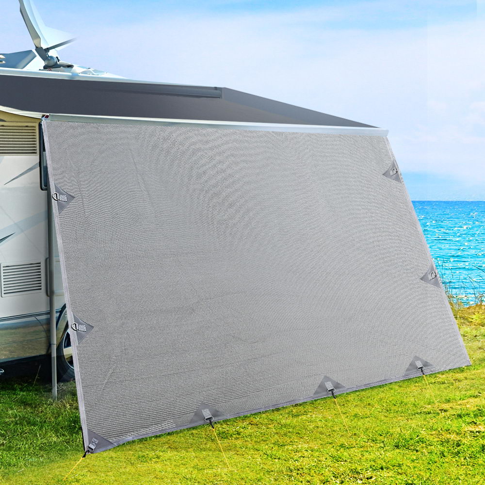 3.7M Caravan Privacy Screens 1.95m Roll Out Awning End Wall Side Sun Shade Does not apply