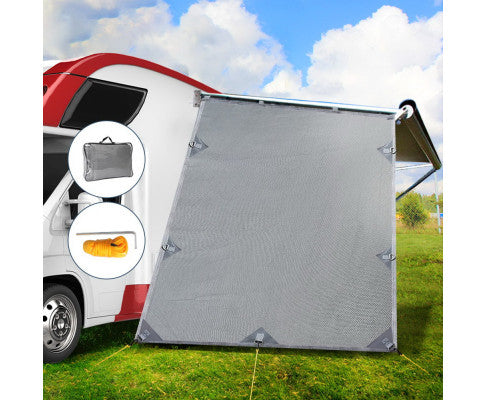 Grey Caravan Privacy Screen 1.95 x 2.2M End Wall Side Sun Shade Roll Out Awning freeshipping - Awezingly