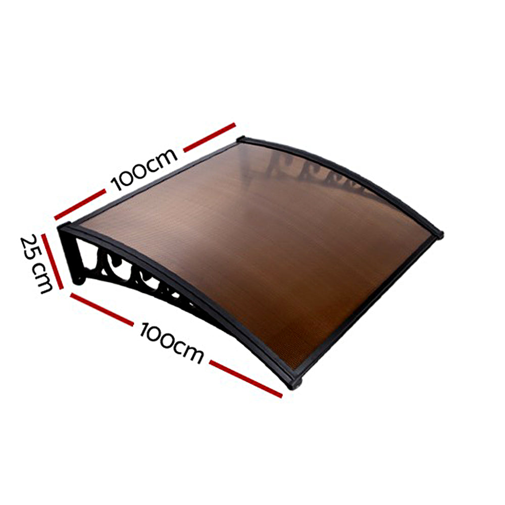 Instahut DIY Window Door Awning Brown 1 x 1M freeshipping - Awezingly
