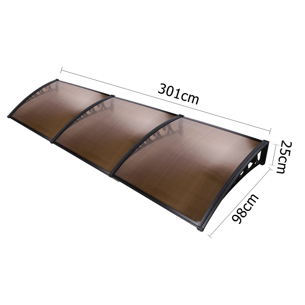 Instahut DIY Window Door Awning Shade 1 x 3m - Brown freeshipping - Awezingly