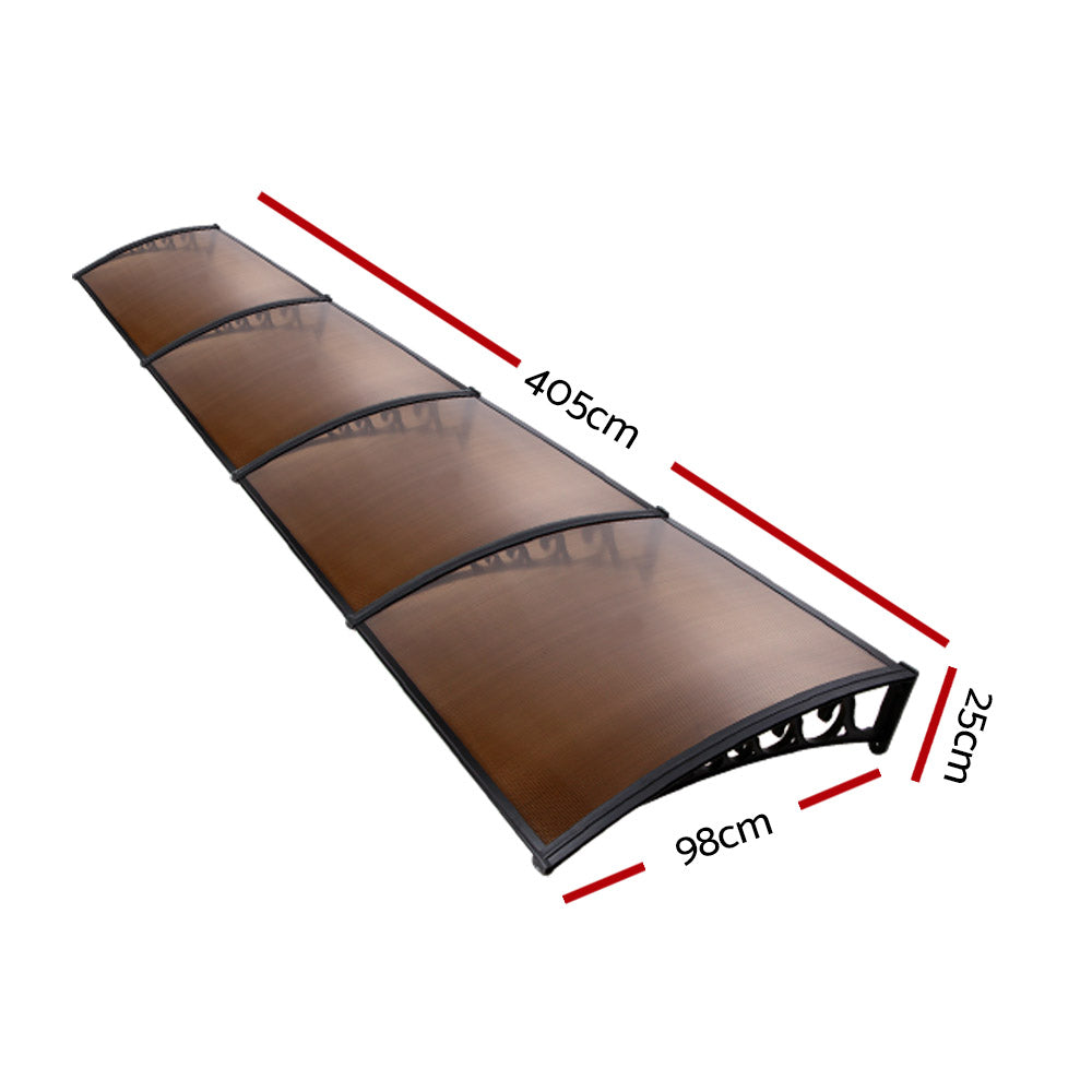 Instahut Window Door Awning Door Canopy Patio UV Sun Shield BROWN 1mx4m DIY freeshipping - Awezingly