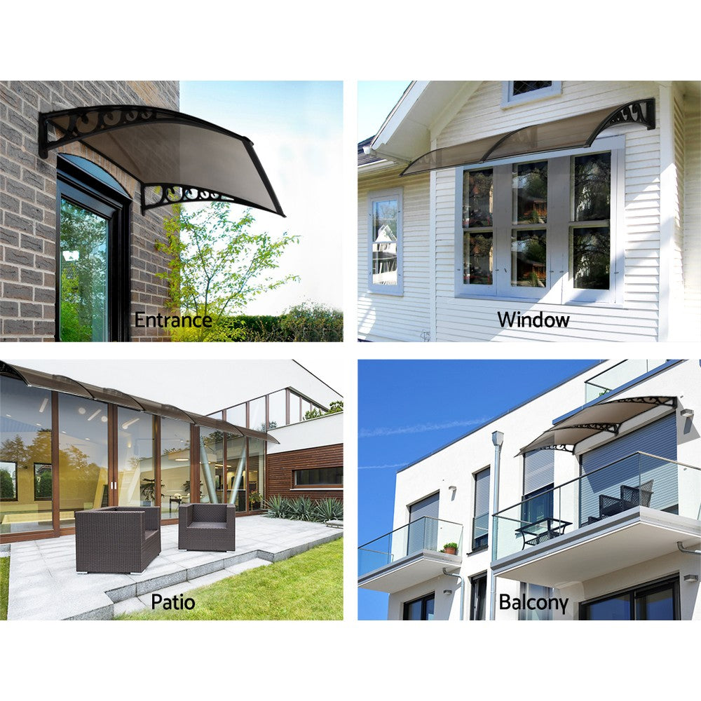 Instahut Window Door Awning Door Canopy Patio UV Sun Shield BROWN 1mx4m DIY freeshipping - Awezingly