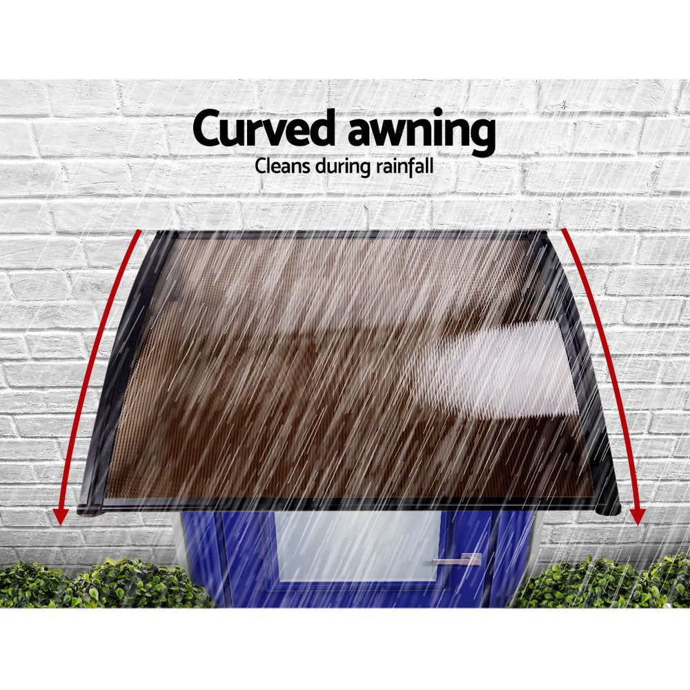 Instahut Window Door Awning Door Canopy Patio UV Sun Shield BROWN 1mx4m DIY freeshipping - Awezingly