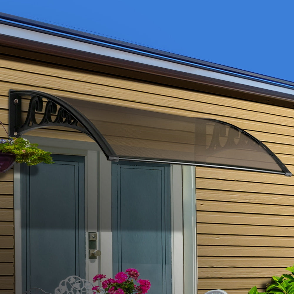 Instahut Window Door Awning Door Canopy Patio UV Sun Shield BROWN 1mx4m DIY freeshipping - Awezingly