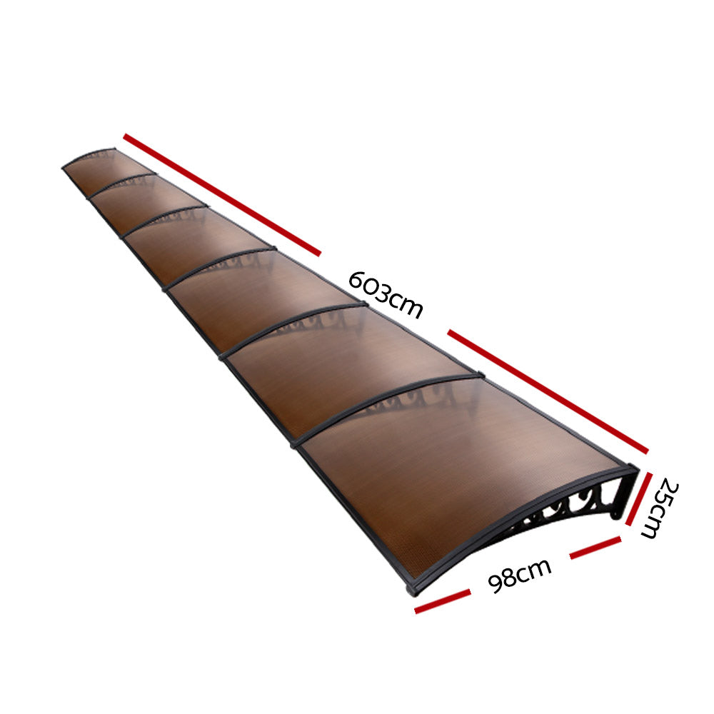 Instahut Window Door Awning Door Canopy Patio UV Sun Shield BROWN 1mx6m DIY freeshipping - Awezingly