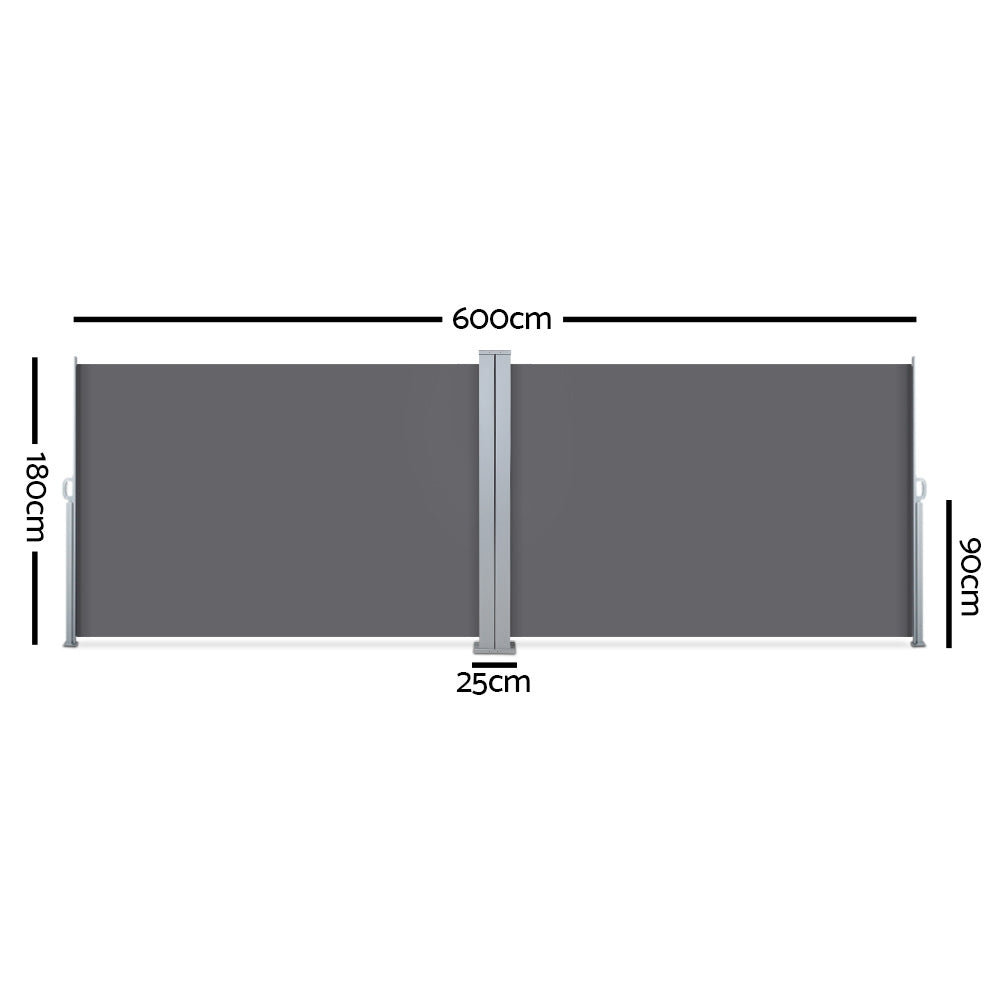 Instahut 1.8X6M Retractable Side Awning Garden Patio Shade Screen Panel Grey freeshipping - Awezingly