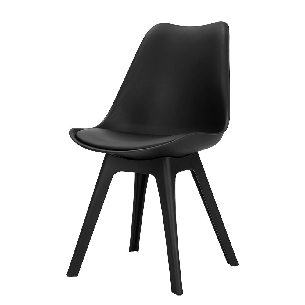 Artiss Set of 4 Retro Padded Dining Chair - Black Artiss
