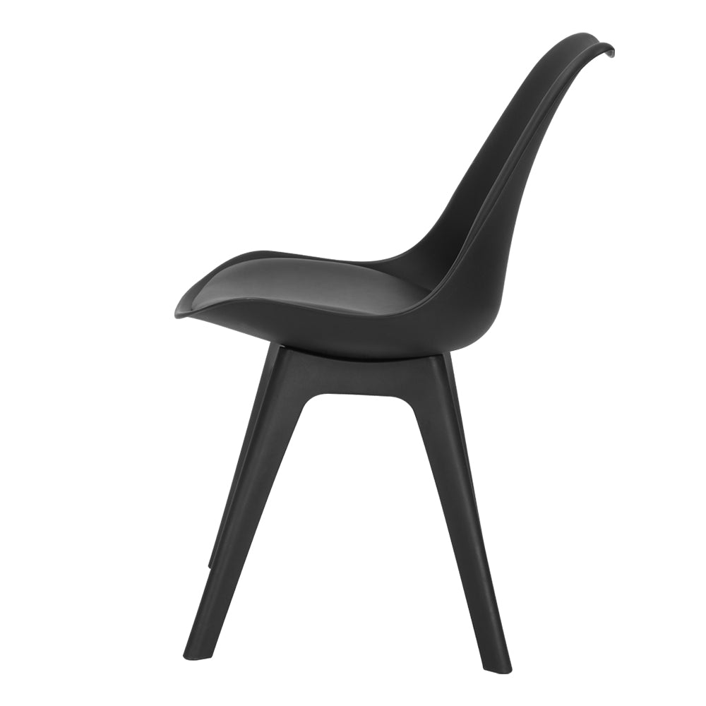 Artiss Set of 4 Retro Padded Dining Chair - Black Artiss