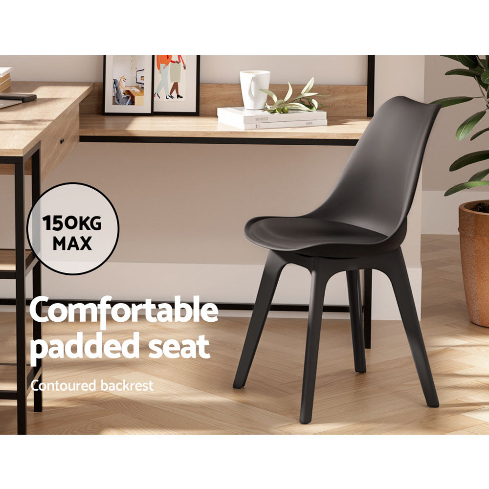 Artiss Set of 4 Retro Padded Dining Chair - Black Artiss