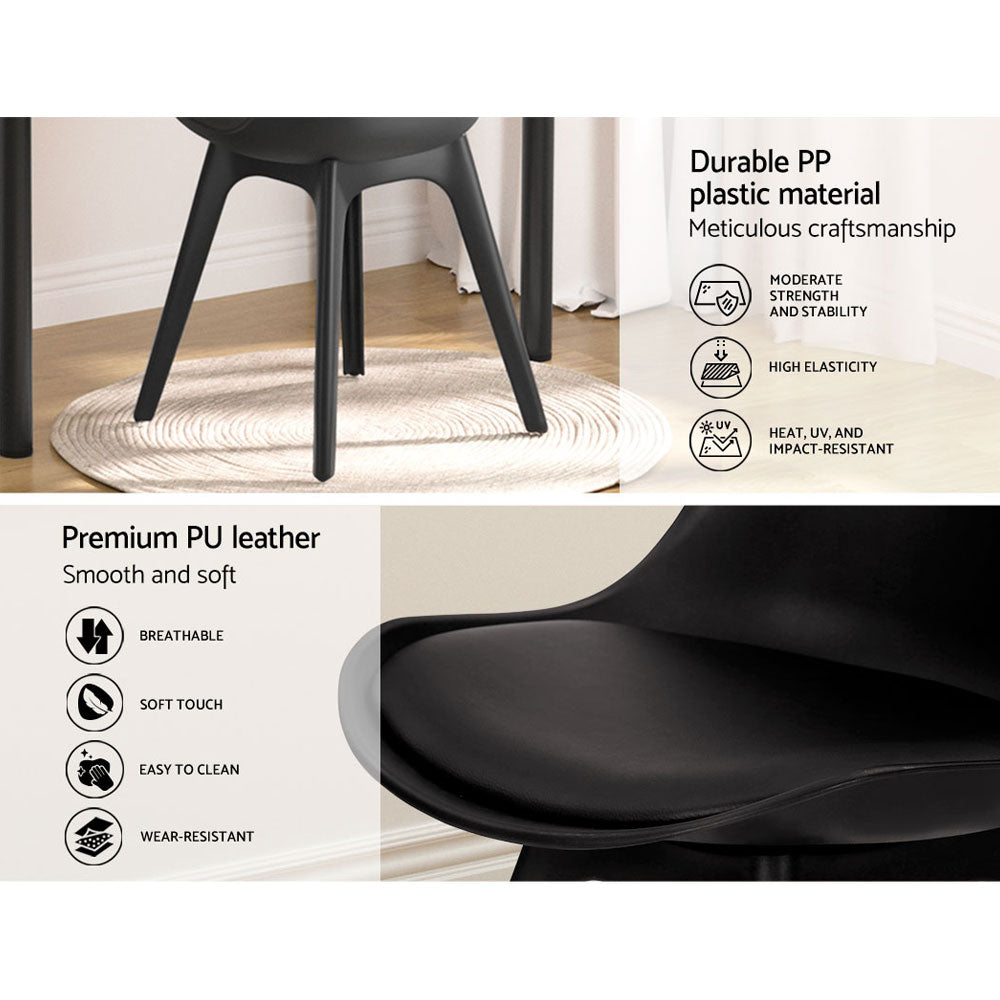 Artiss Set of 4 Retro Padded Dining Chair - Black Artiss