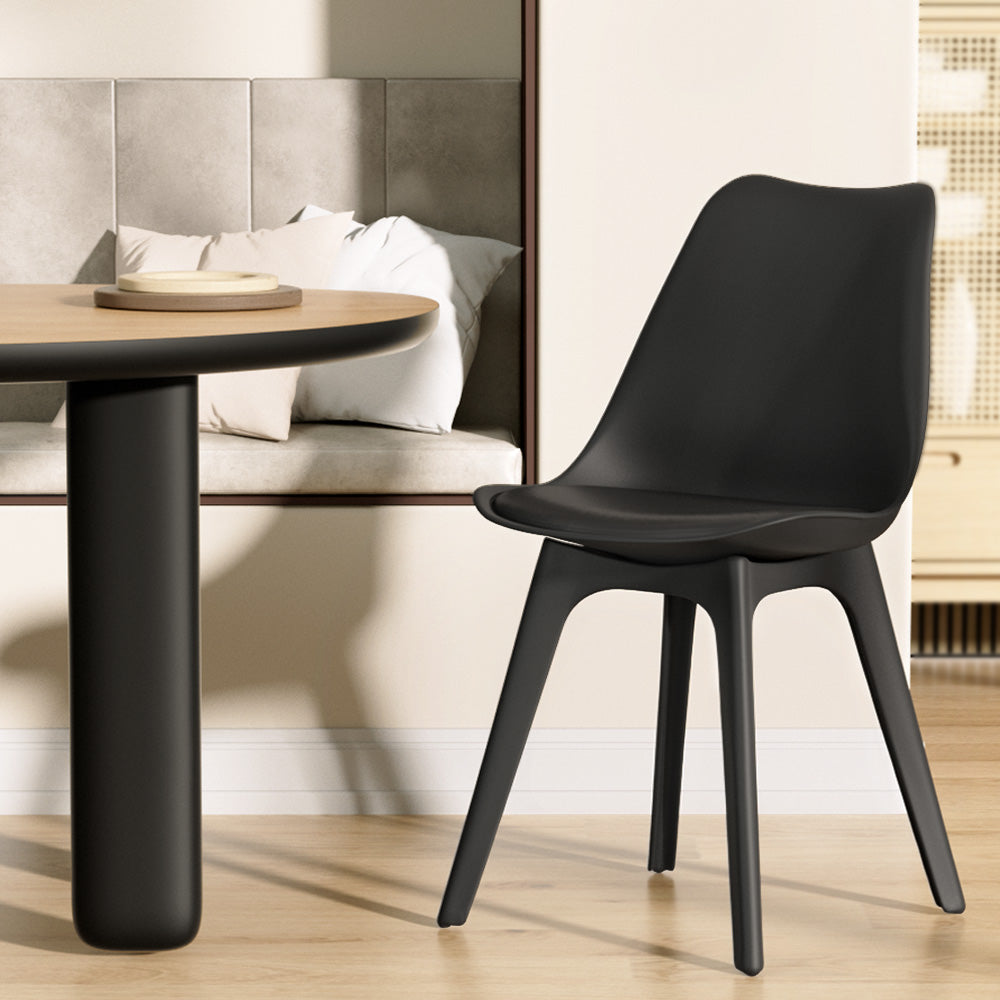 Artiss Set of 4 Retro Padded Dining Chair - Black Artiss