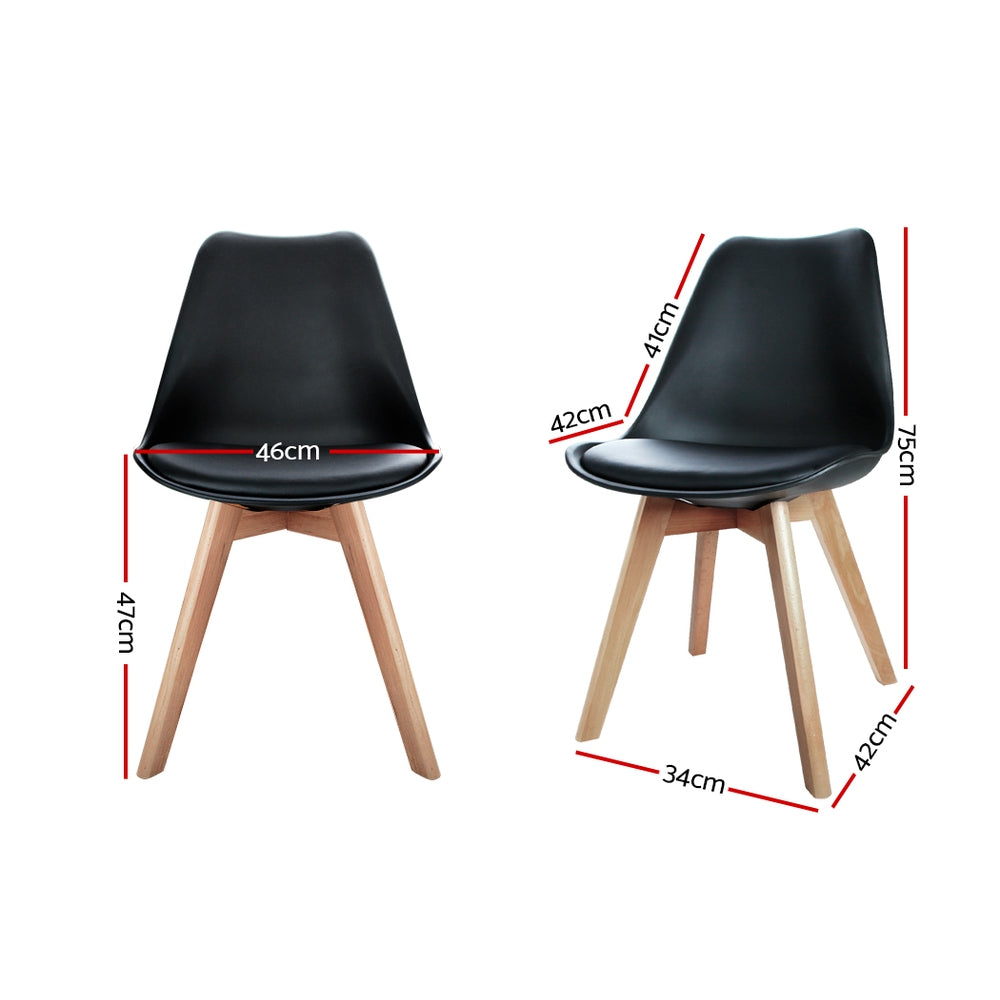 Artiss Set of 4 Padded Dining Chair - Black freeshipping - Awezingly