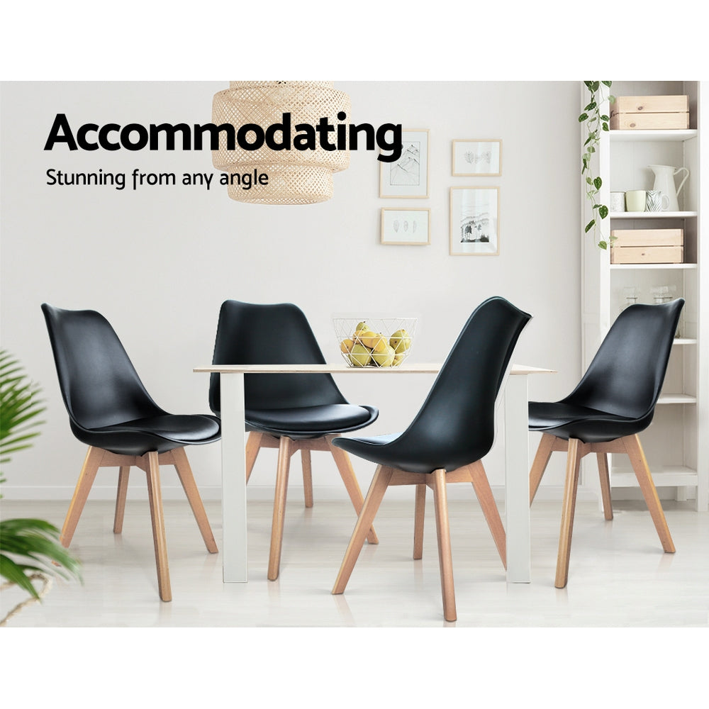 Artiss Set of 4 Padded Dining Chair - Black freeshipping - Awezingly