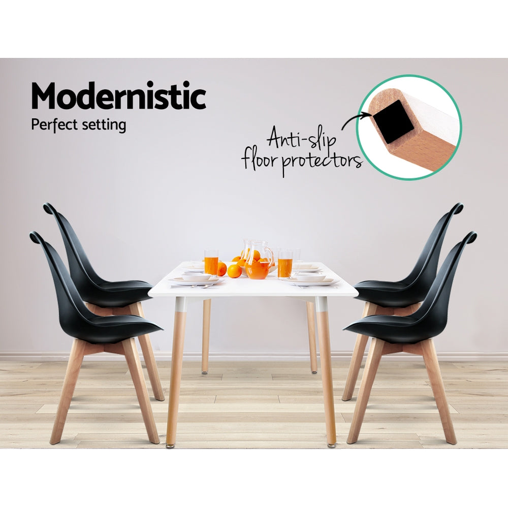 Artiss Set of 4 Padded Dining Chair - Black freeshipping - Awezingly