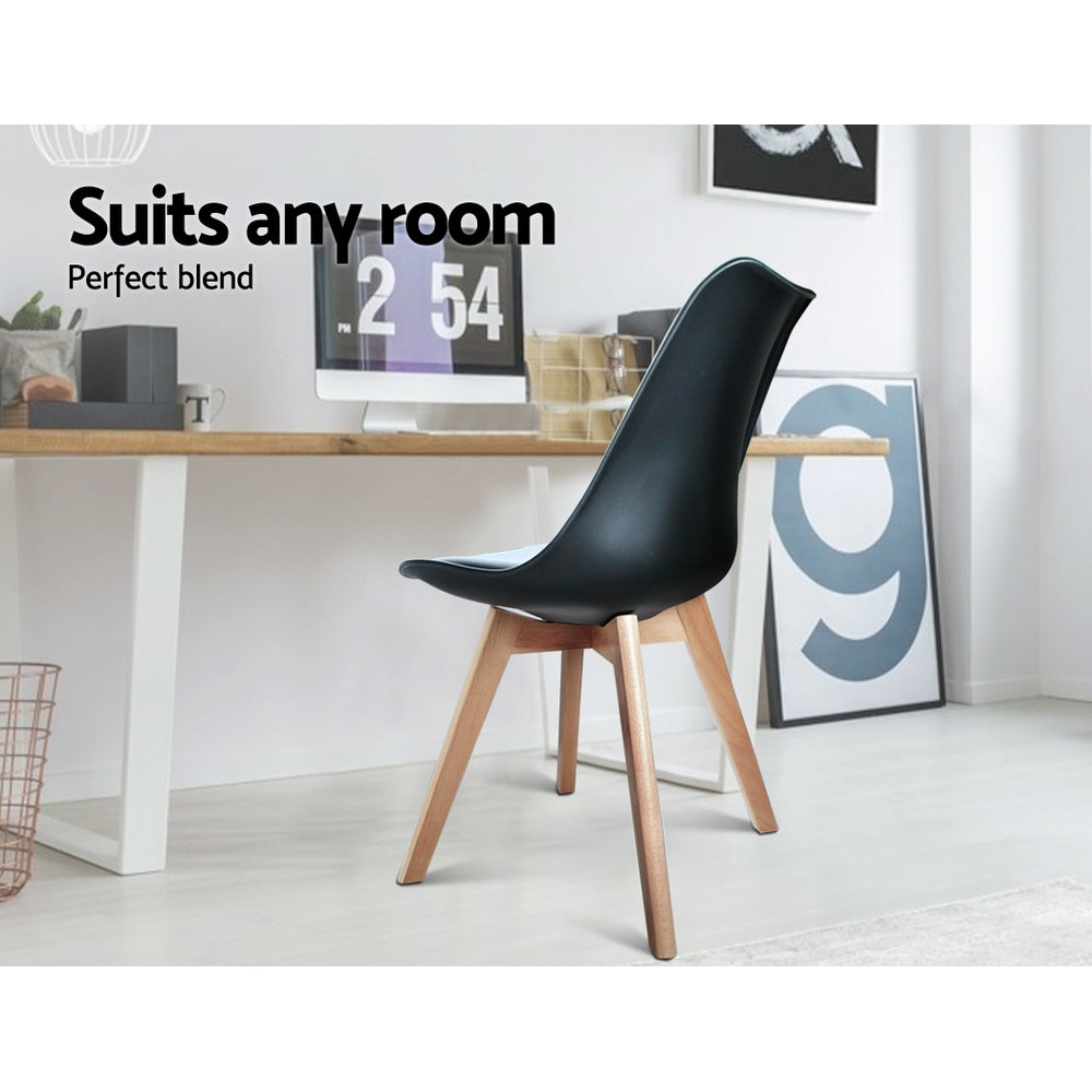 Artiss Set of 4 Padded Dining Chair - Black freeshipping - Awezingly