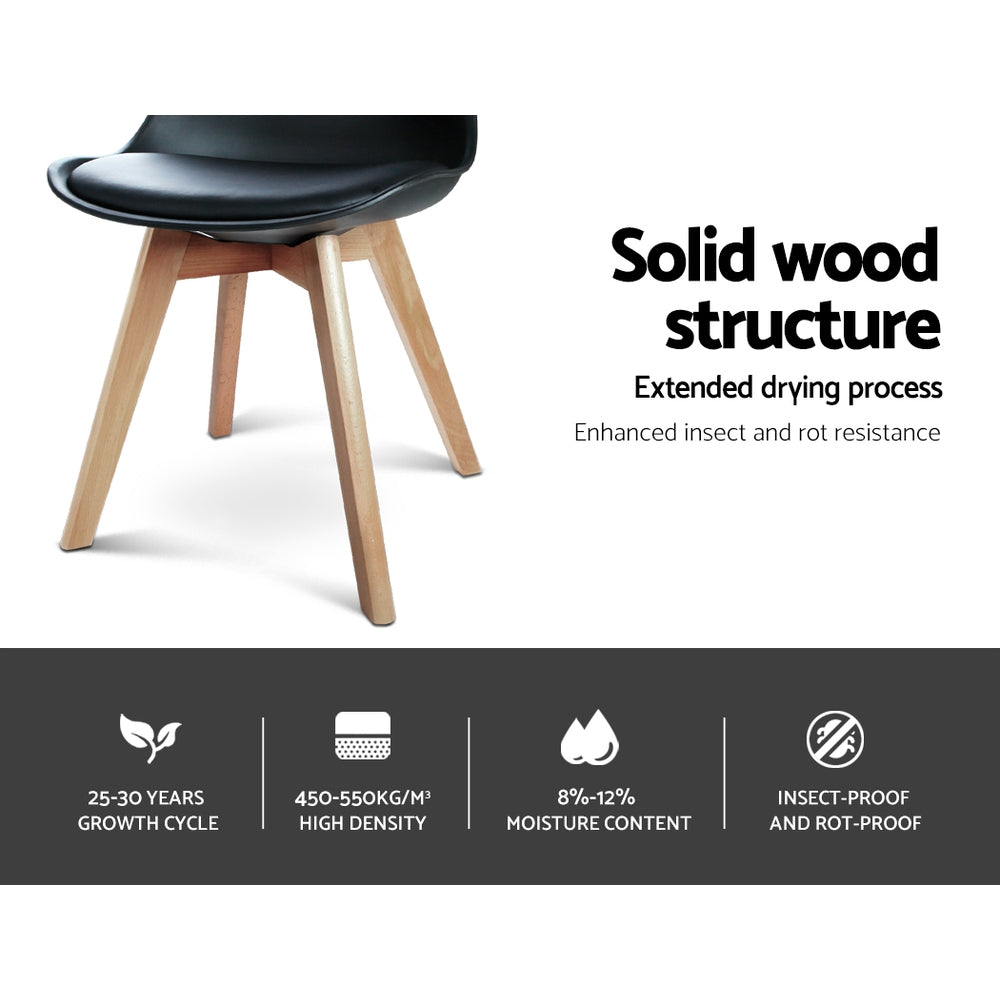 Artiss Set of 4 Padded Dining Chair - Black freeshipping - Awezingly