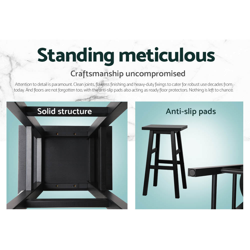 Artiss Set of 2 Wooden Backless Bar Stools - Black Artiss