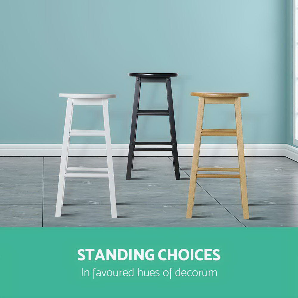 Artiss Set of 2 Beech Wood Backless Bar Stools - Black freeshipping - Awezingly