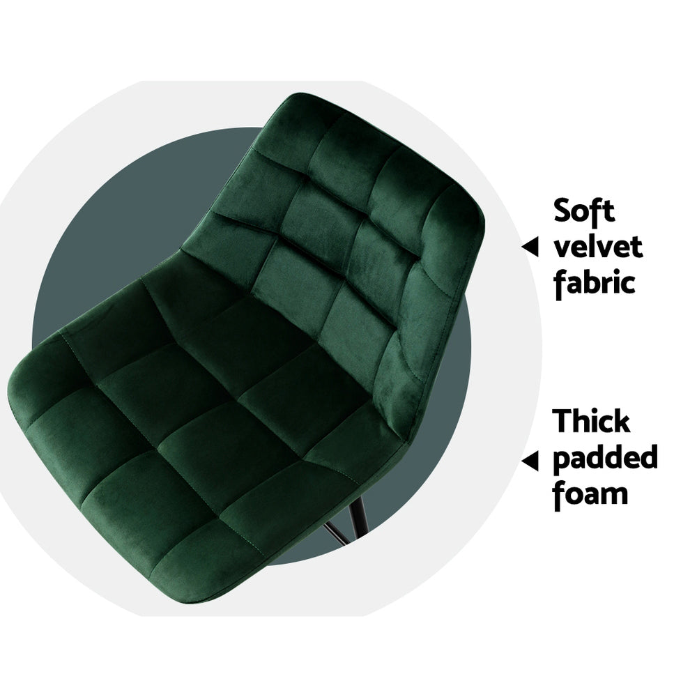 Artiss Set of 2 Velvet Bar Stools - Green freeshipping - Awezingly