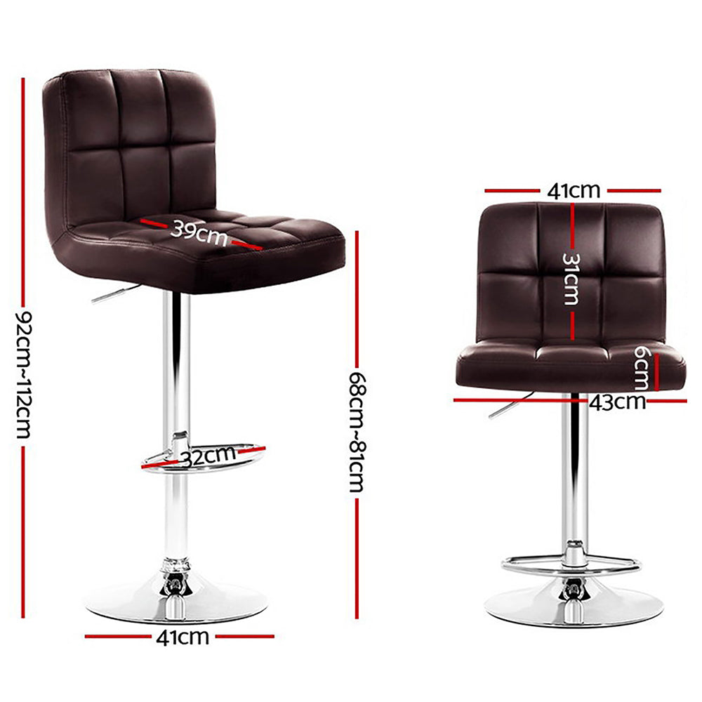 Artiss Set of 4 Bar Stools Gas lift Swivel - Steel and Chocolate freeshipping - Awezingly