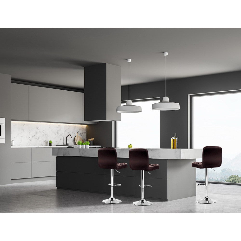 Artiss Set of 4 Bar Stools Gas lift Swivel - Steel and Chocolate freeshipping - Awezingly