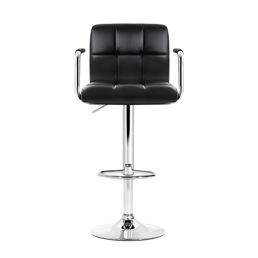 Artiss Set of 4 Bar Stools Gas lift Swivel Armrests - Steel and Black freeshipping - Awezingly