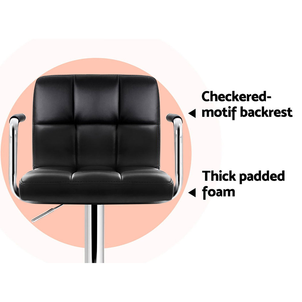 Artiss Set of 4 Bar Stools Gas lift Swivel Armrests - Steel and Black freeshipping - Awezingly