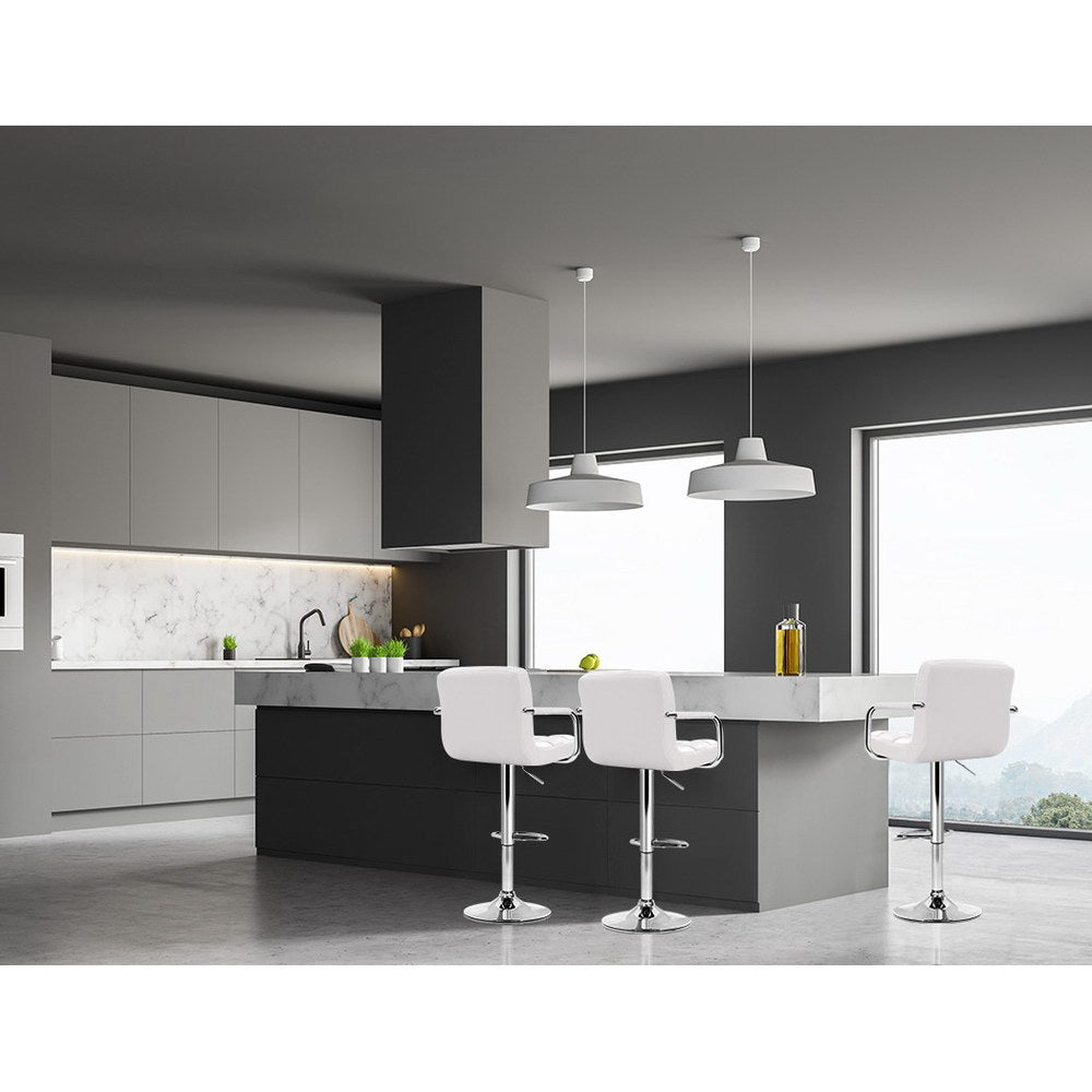 Artiss 2 x Bar Stools Gas lift - Chrome White freeshipping - Awezingly