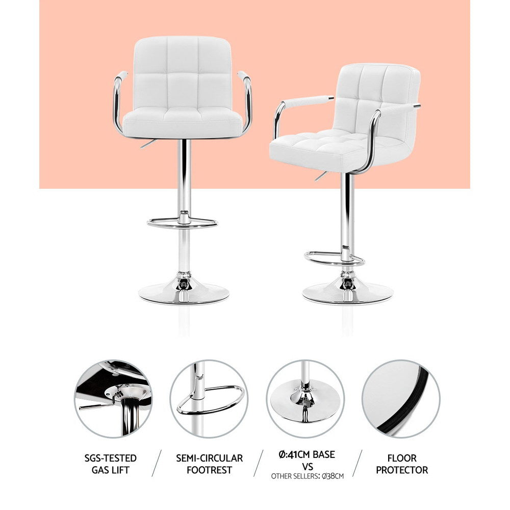 Artiss 2 x Bar Stools Gas lift - Chrome White freeshipping - Awezingly
