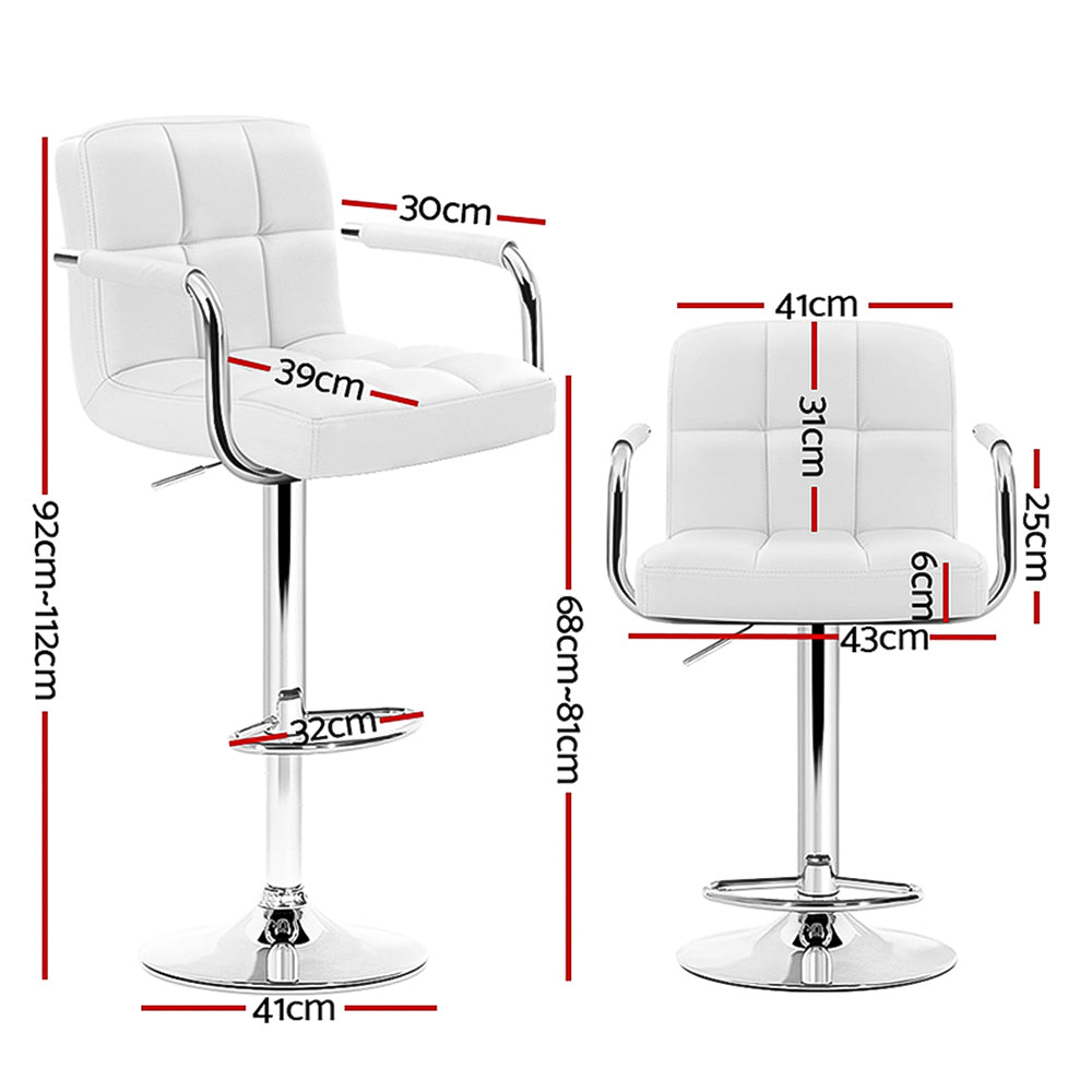 Artiss Set of 4 Bar Stools Gas lift Swivel - Steel and White freeshipping - Awezingly