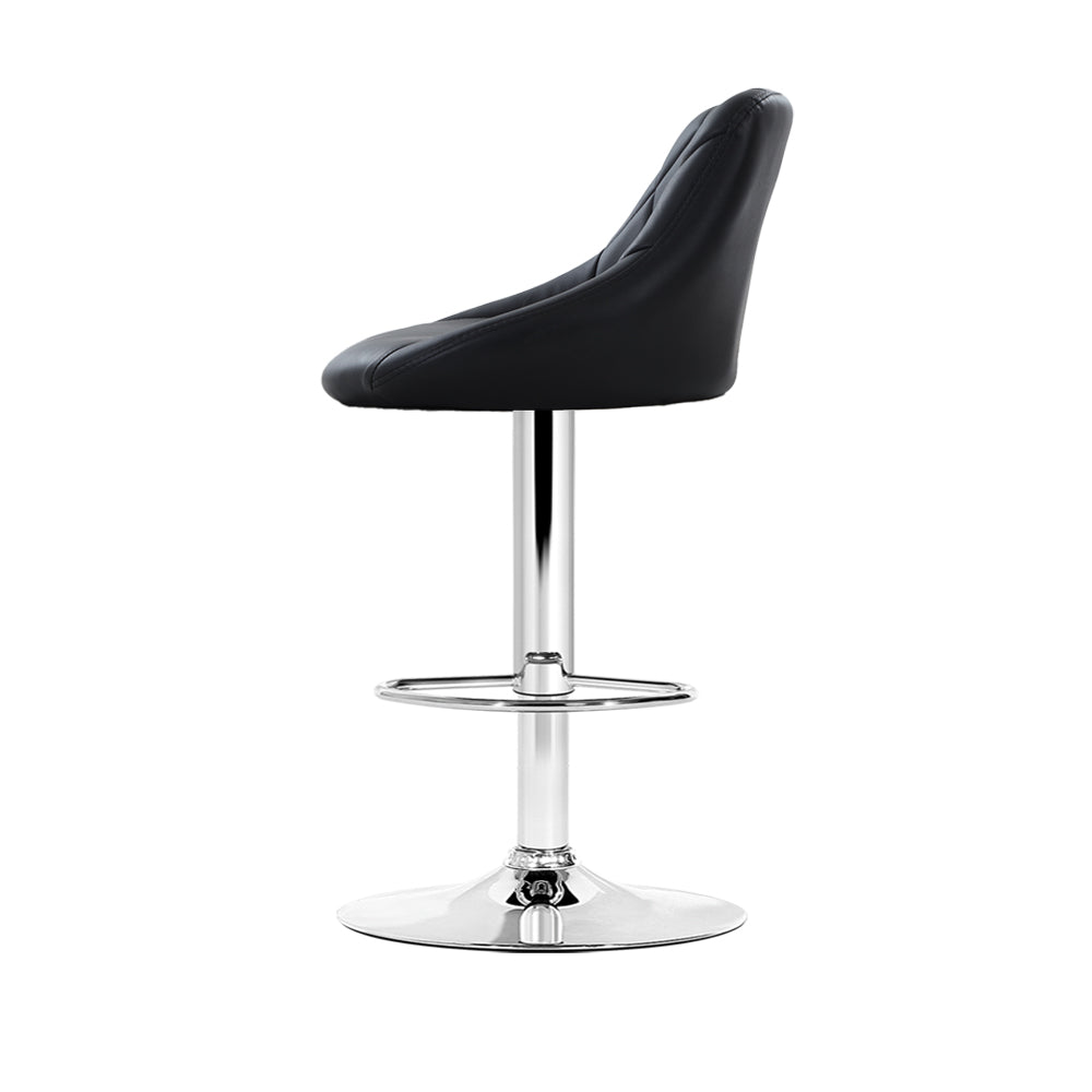 Artiss Set of 4 Bar Stools PU Leather Diamond Style - Black freeshipping - Awezingly
