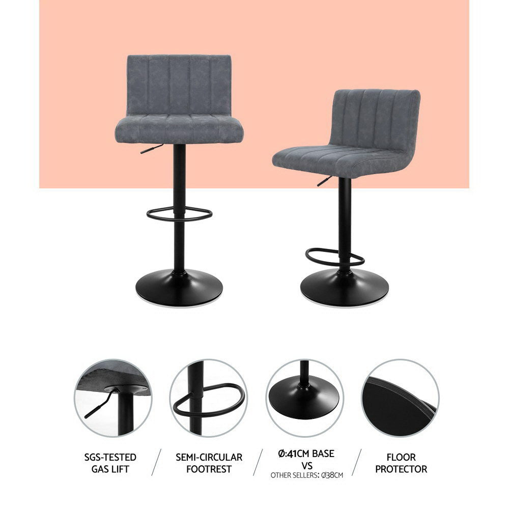 Artiss 2x Kitchen Bar Swivel Leather Gas Lift Stools freeshipping - Awezingly