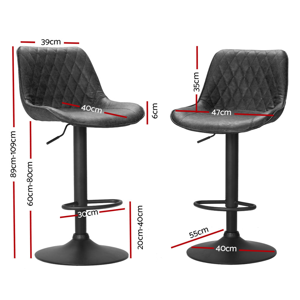 Artiss Set of 2 Bar Stools Kitchen Stool Chairs Metal Barstool Dining Chair Black Rushal Artiss
