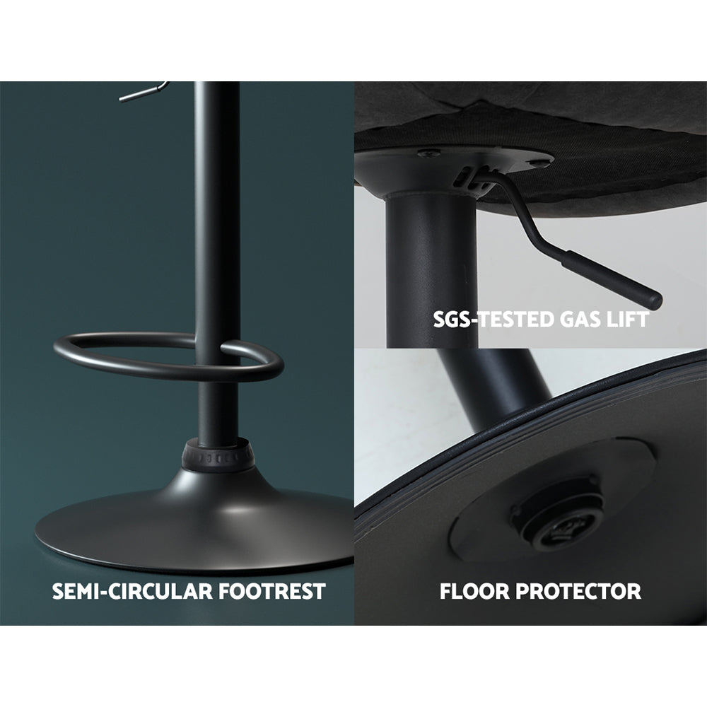 Artiss Set of 2 Bar Stools Kitchen Stool Chairs Metal Barstool Dining Chair Black Rushal Artiss