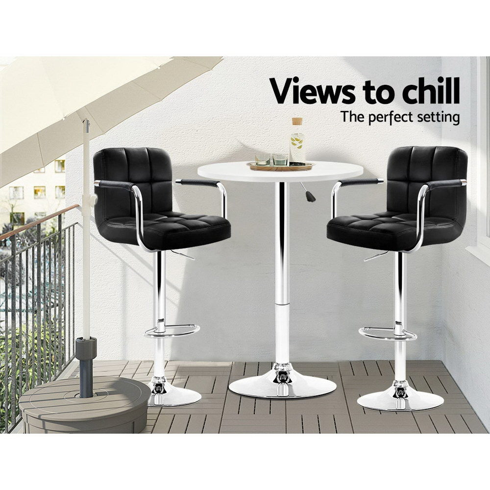 Artiss Bar Table Kitchen Tables Swivel Round Metal White Artiss