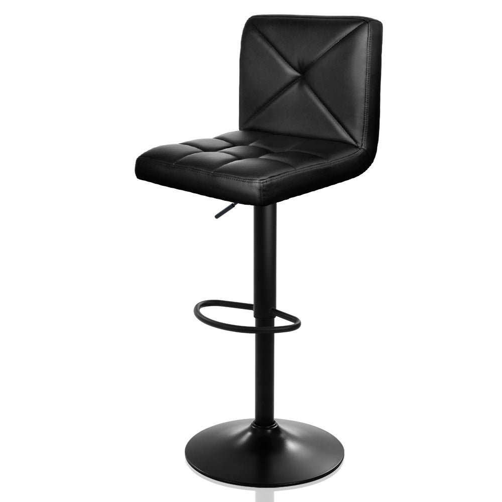 Artiss Set of 2 PU Leather Gas Lift Bar Stools - Black freeshipping - Awezingly