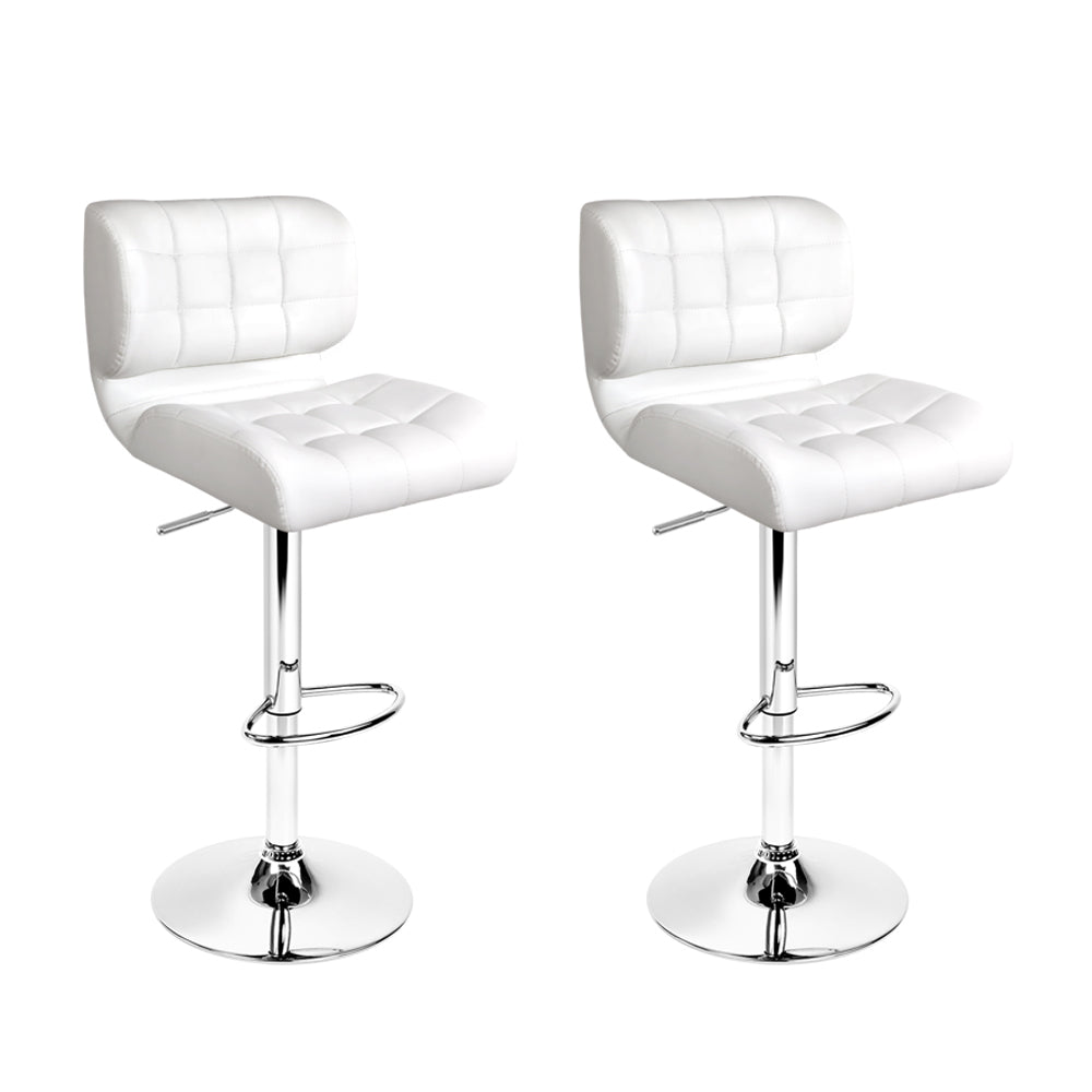 Artiss Set of 2 PU Leather Gas Lift Bar Stools - White Artiss