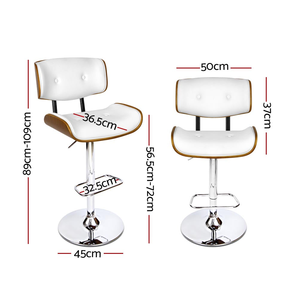 Artiss Wooden Gas Lift Bar Stools - White Artiss