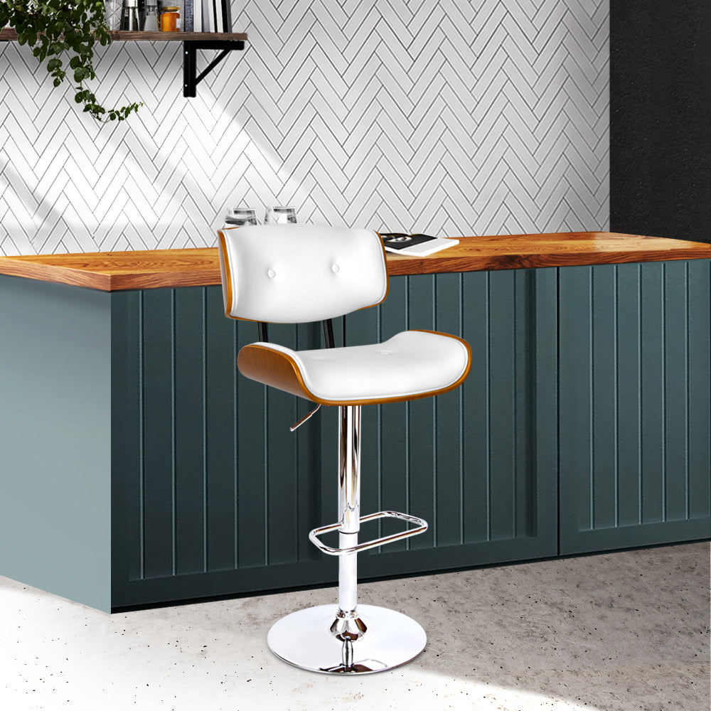 Artiss Wooden Gas Lift Bar Stools - White Artiss
