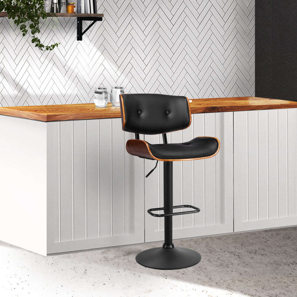 Artiss Kitchen Bar Stool Leather Black freeshipping - Awezingly