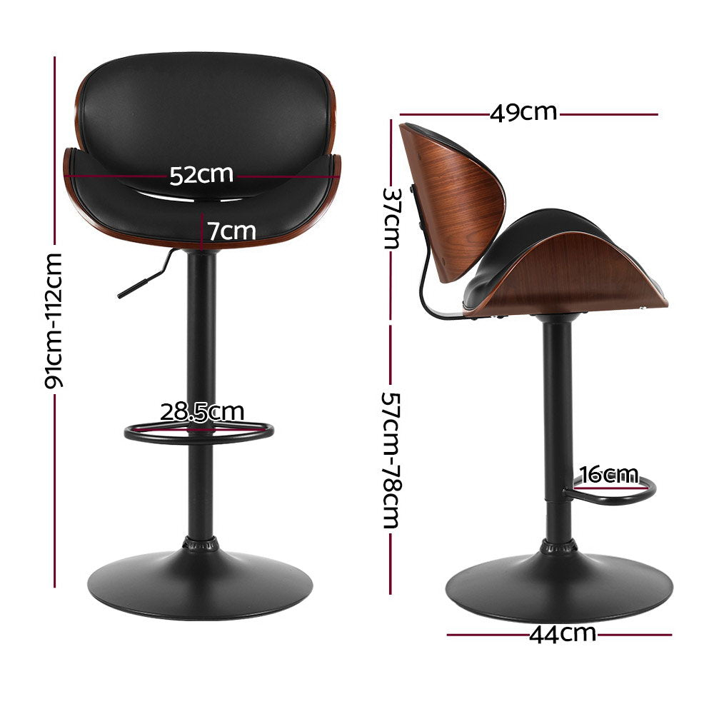Artiss Kitchen Bar Stools Swivel Gas Lift Wooden Stool Metal Black Barstools Artiss