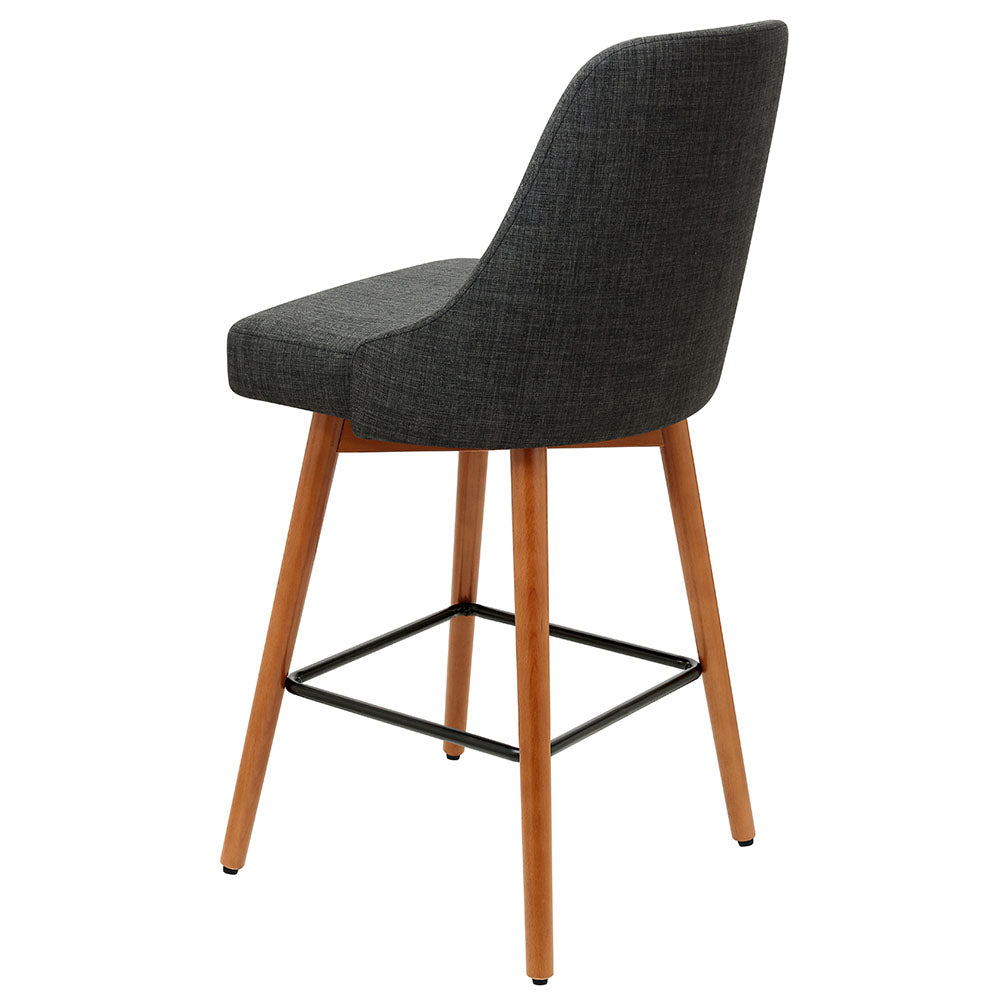 Artiss 2x Wooden Bar Stools Swivel Bar Stool Kitchen Cafe Fabric Charcoal freeshipping - Awezingly