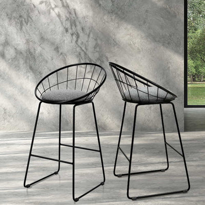 Artiss 2x Nordic Bar Stools Metallic Bar Stool Kitchen Fabric Grey Black