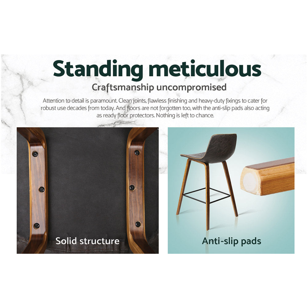 Artiss Set of 2 PU Leather Bar Stools - Walnut Artiss
